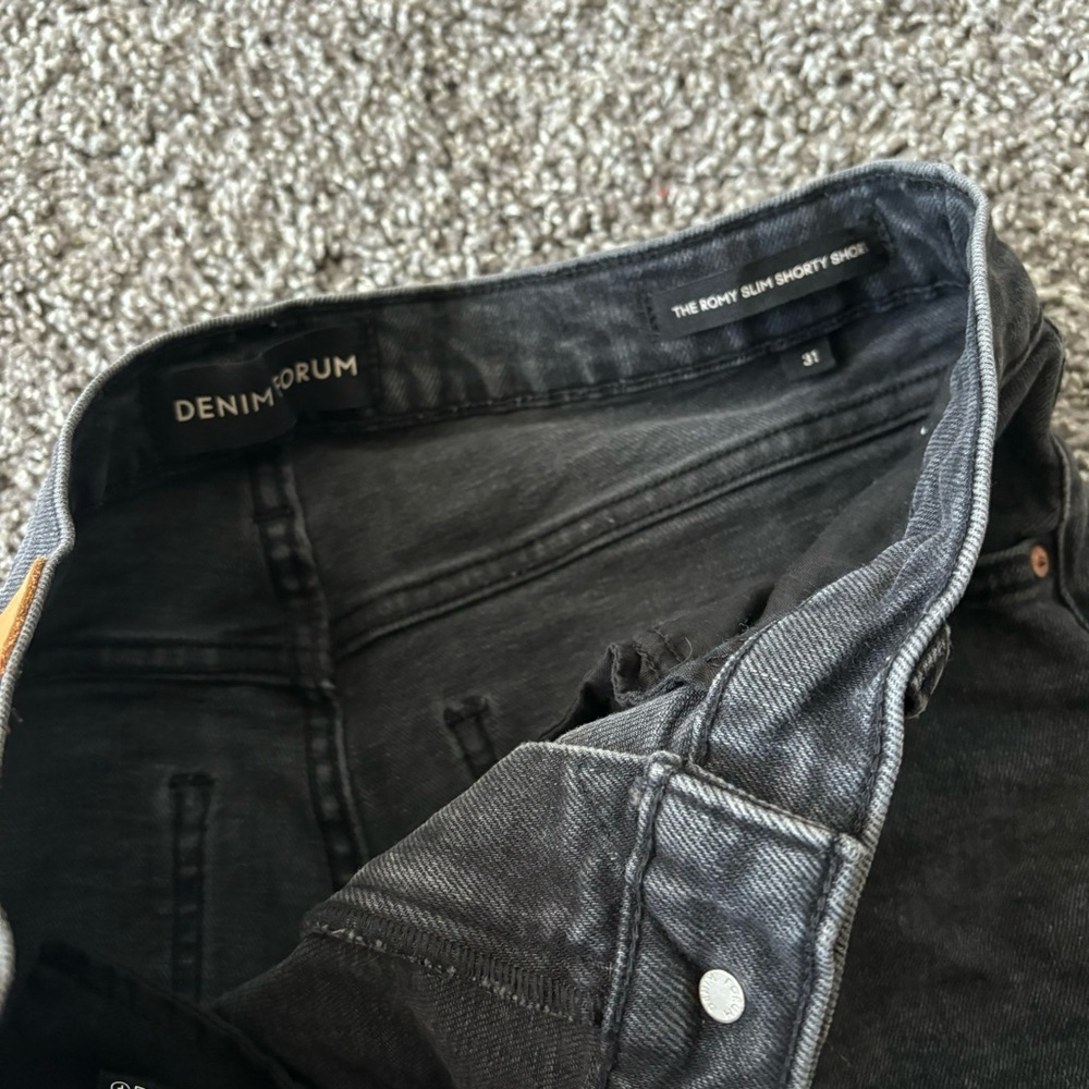 Aritzia Black Washed Denim Booty Shorts - Picture 2 of 3